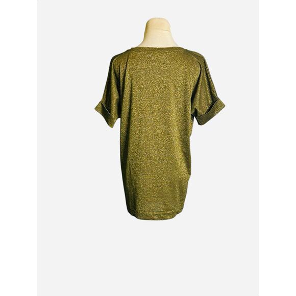 Mango metallic gold cuffed short sleeves top size XS - Picture 6 of 10